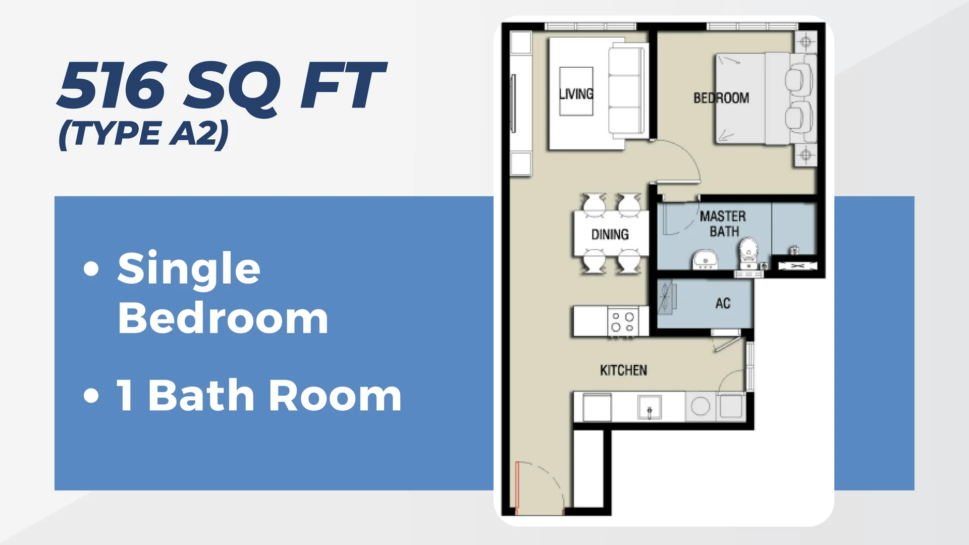 Anderson Residences Type A 1-bedroom 516 sqft floor plan