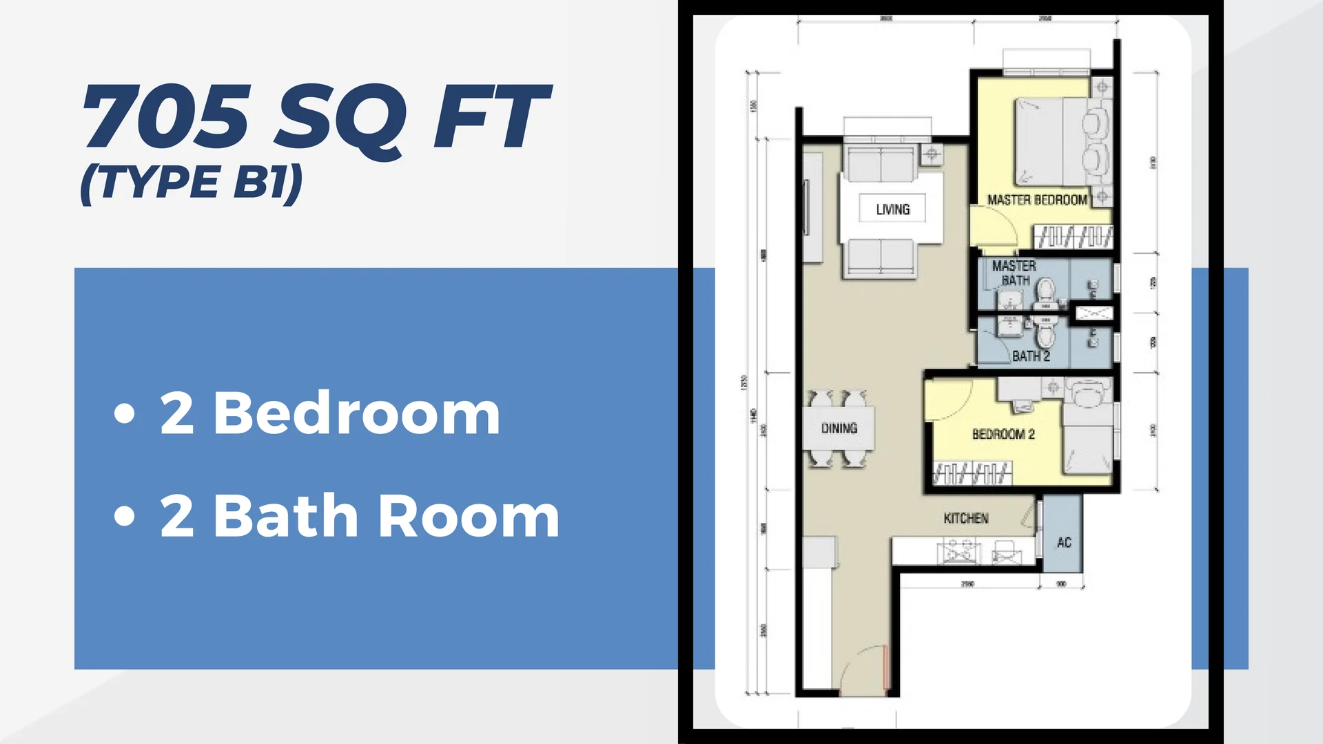 Anderson Residences Type C 2-bedroom 705 sqft floor plan